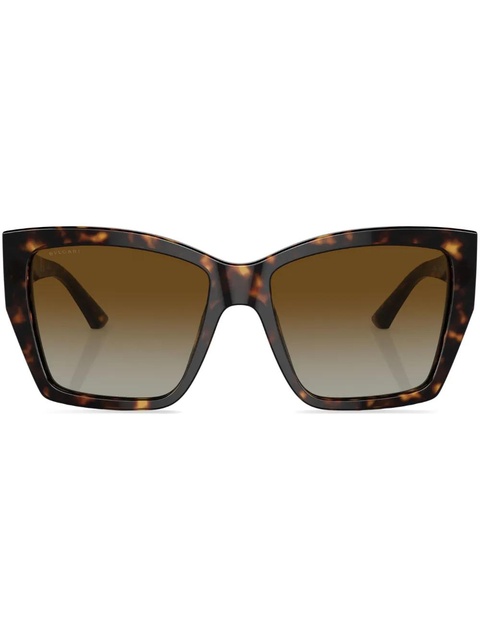 Bvlgari oversize-frame logo-plaque sunglasses - Green - zdjęcie produktu nr 1