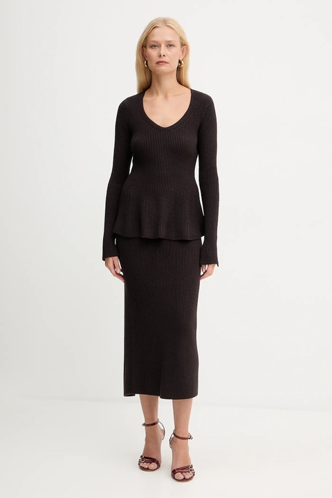 Twinset sweter z dodatkiem wełny damski kolor brązowy ciepły 252TT3141 - zdjęcie produktu nr 2