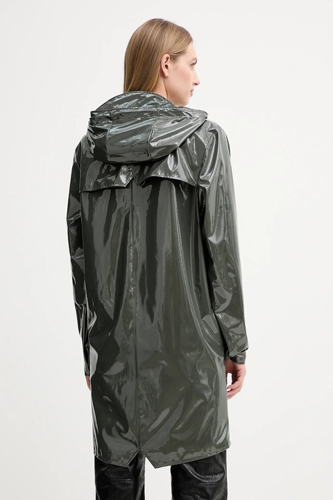 Rains kurtka 12020 Long Jacket kolor zielony przejściowa 12020 - zdjęcie produktu nr 1