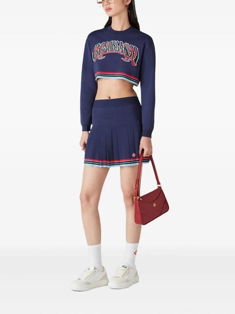 Casablanca logo-embroidered cropped top - Blue - zdjęcie produktu nr 2