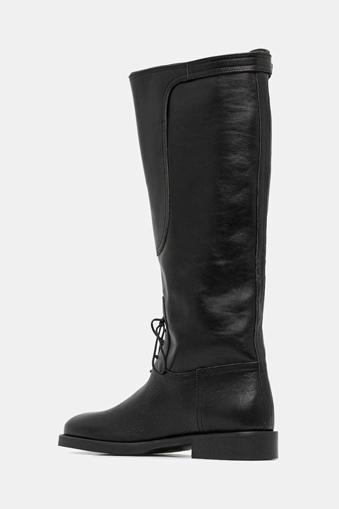 Weekend Max Mara kozaki skórzane Visby damskie kolor czarny na płaskim obcasie 2525796015600 - zdjęcie produktu nr 1