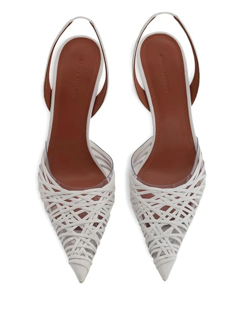 Amina Muaddi 90mm Lori strappy pointed-toe slingback pumps - White - zdjęcie produktu nr 2