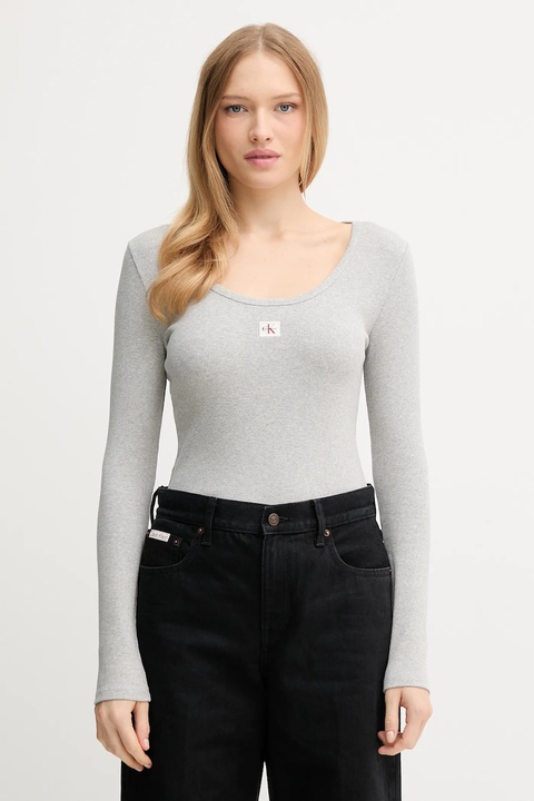 Calvin Klein Jeans longsleeve kolor szary LV047D218G - zdjęcie produktu nr 1