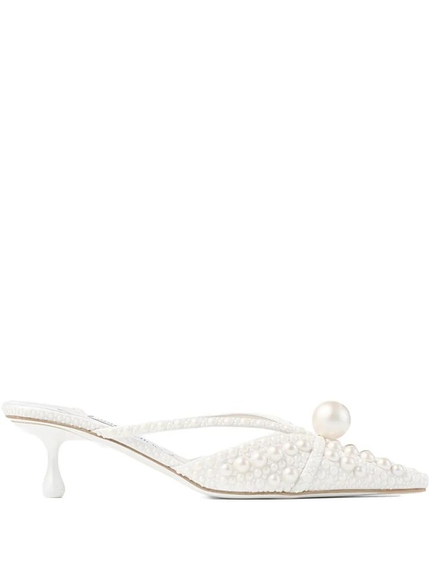 Jimmy Choo 50mm Sana pearl-embellished pointed-toe mules - White - zdjęcie produktu nr 1