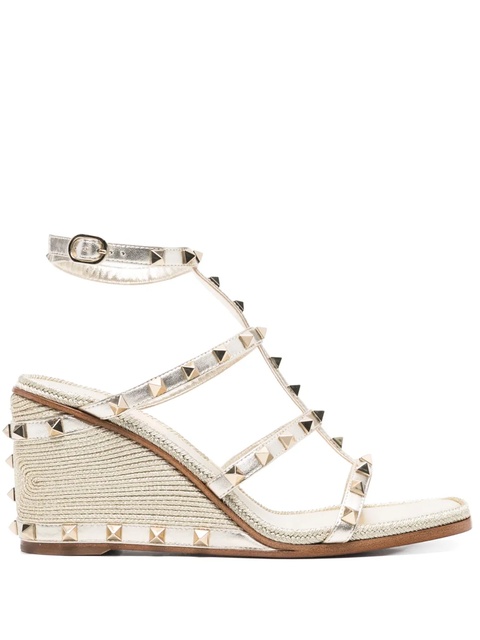 Valentino Garavani 85mm Rockstud wedge sandals - Gold - zdjęcie produktu nr 1