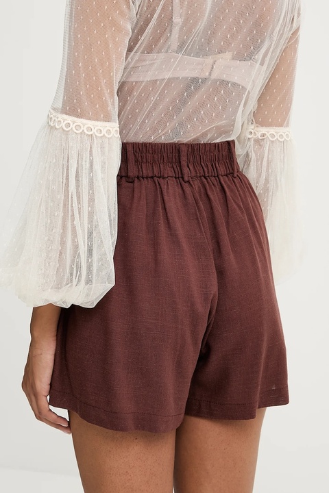 Answear.LAB szorty z dodatkiem lnu damskie kolor brązowy gładkie high waist - zdjęcie produktu nr 2