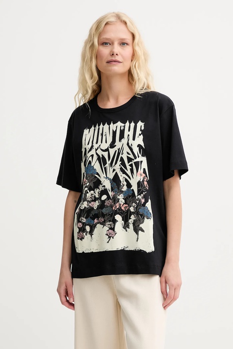 MUNTHE t-shirt bawełniany PRIZE damski kolor czarny 252110325260 - zdjęcie produktu nr 1
