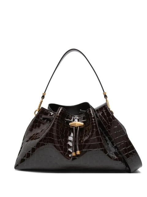 Jimmy Choo Bon Bon croc-effect bucket bag - Brown - zdjęcie produktu nr 1