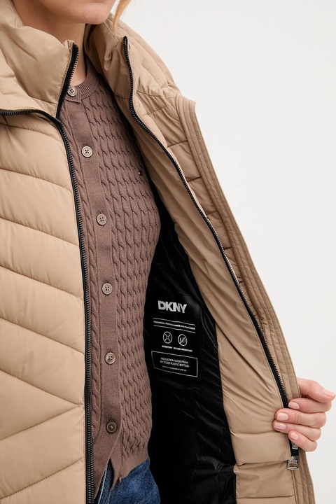 Dkny kurtka damska kolor beżowy przejściowa DLEMPN46 - zdjęcie produktu nr 2