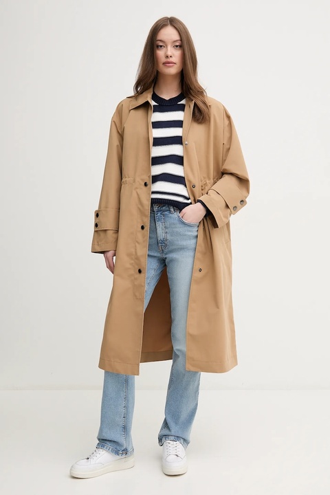 United Colors of Benetton trencz damski kolor beżowy przejściowy oversize 241XDN07I - zdjęcie produktu nr 2