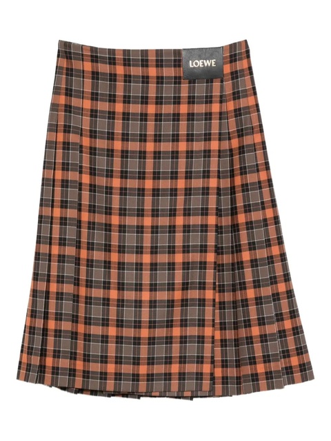 LOEWE pleated plaid-pattern midi skirt - Black - zdjęcie produktu nr 1