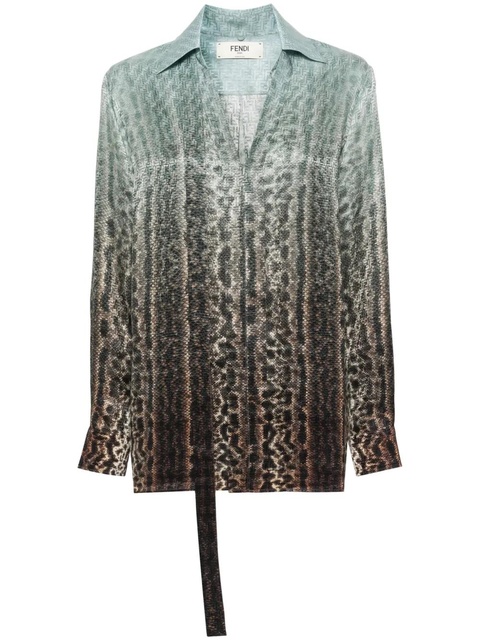 FENDI animal-print silk shirt - Blue - zdjęcie produktu nr 1