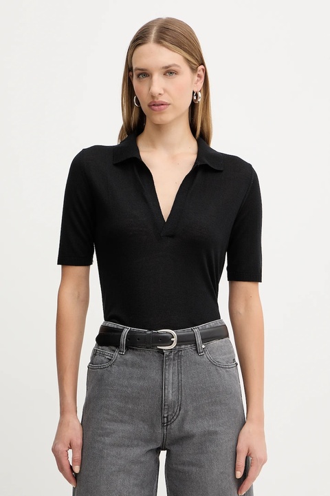 Simona Corsellini polo wełniane damski kolor czarny A25CPMGE0501 - zdjęcie produktu nr 1