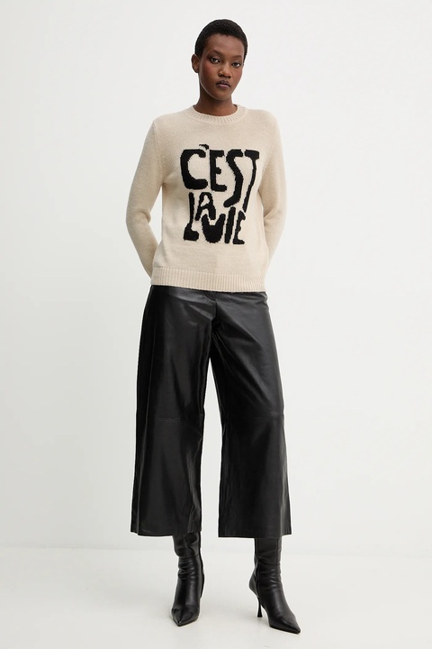 Weekend Max Mara sweter z wełną NITRA damski kolor beżowy 2525366292600 - zdjęcie produktu nr 2