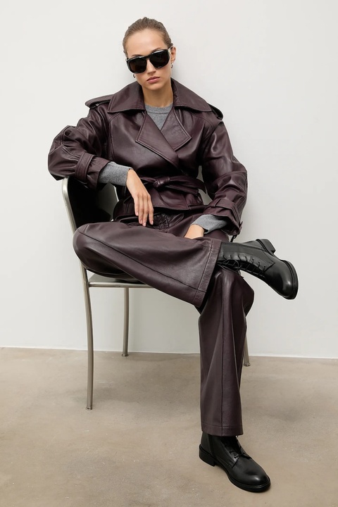 Answear.LAB botki skórzane kolor czarny na płaskim obcasie - zdjęcie produktu nr 2