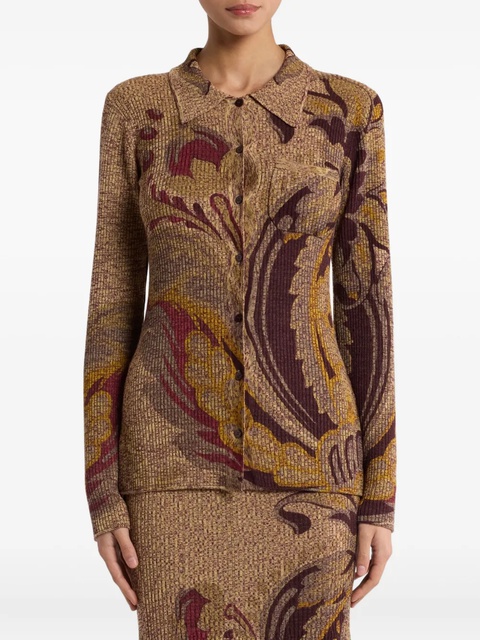 ETRO ribbed floral-print cardigan - Brown - zdjęcie produktu nr 2