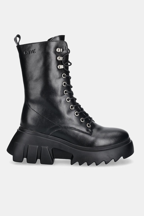 GOE workery skórzane damskie kolor czarny na platformie lekko ocieplone SS2N4131 BLACK - zdjęcie produktu nr 2