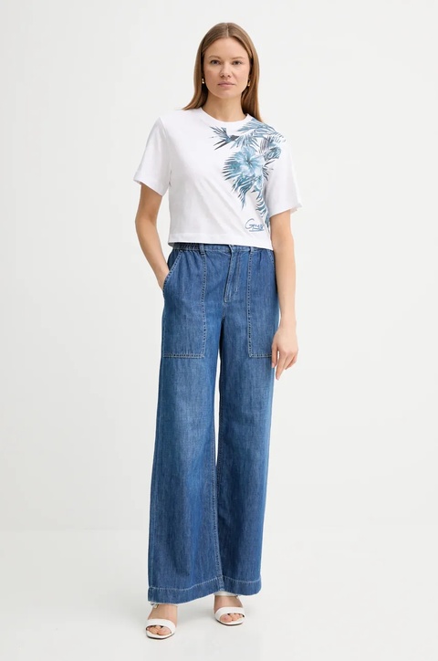 Guess t-shirt bawełniany damski kolor biały W5GI19 K6XN4 - zdjęcie produktu nr 2