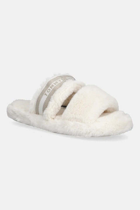 Tommy Hilfiger kapcie HILFIGER FUR SLIPPER kolor beżowy FW0FW08854 - zdjęcie produktu nr 1