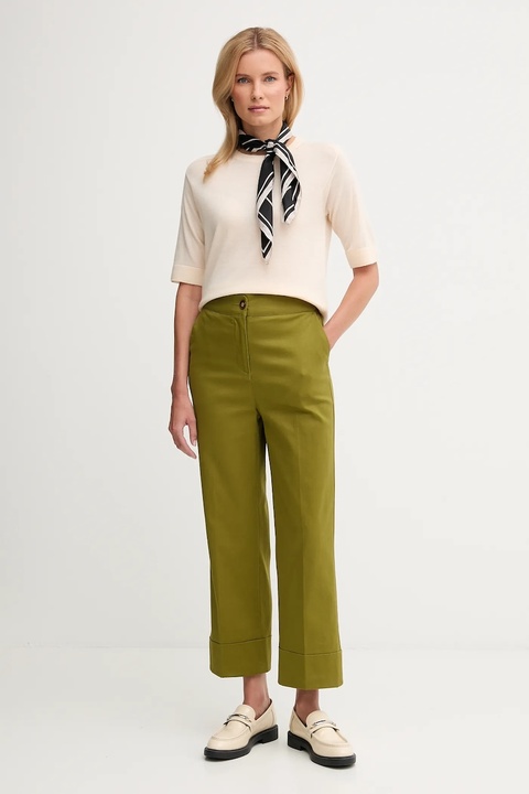 United Colors of Benetton spodnie damskie kolor zielony proste high waist 4SJCDF07J - zdjęcie produktu nr 2