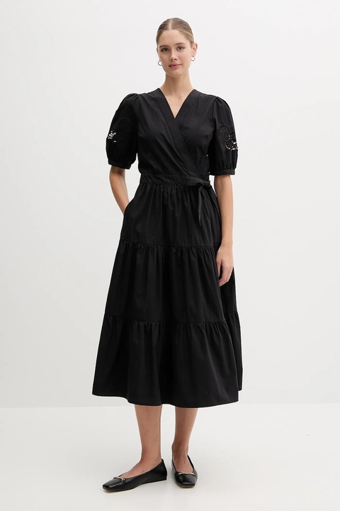 Dkny sukienka bawełniana kolor czarny midi rozkloszowana P5DB0B48 - zdjęcie produktu nr 1
