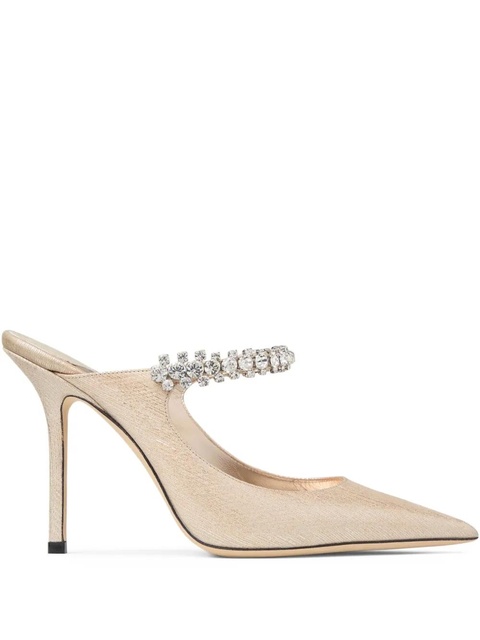 Jimmy Choo 100mm crystal-embellished heeled mules - Gold - zdjęcie produktu nr 1