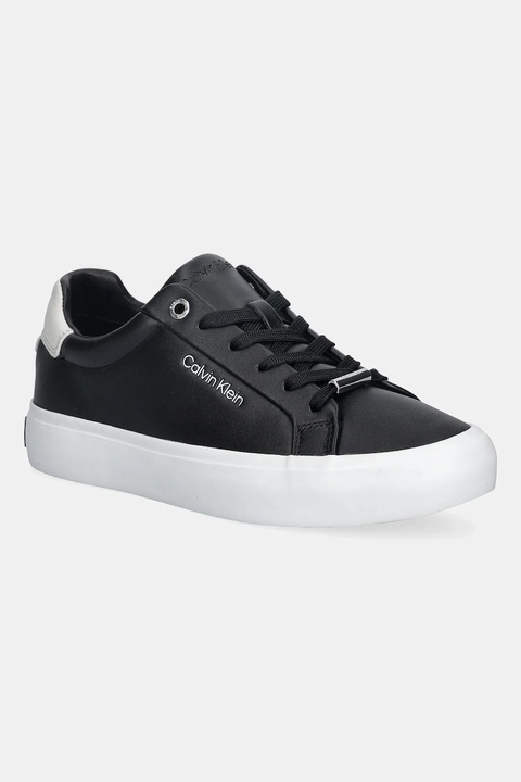 Calvin Klein sneakersy skórzane VULC LACE UP LTH/MOIRE BT damskie kolor czarny HW0HW02747 - zdjęcie produktu nr 1