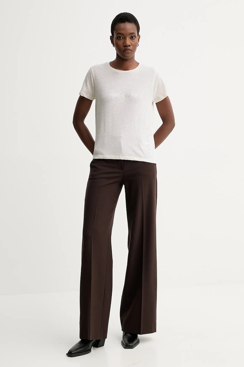 ZADIG&VOLTAIRE t-shirt z domieszką lnu damski kolor beżowy JWTS02818 - zdjęcie produktu nr 2
