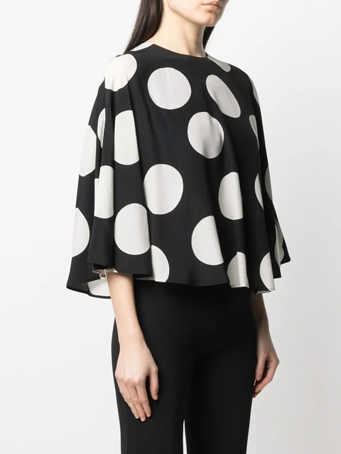 Valentino Garavani polka dot print cape-style blouse - Black - zdjęcie produktu nr 2