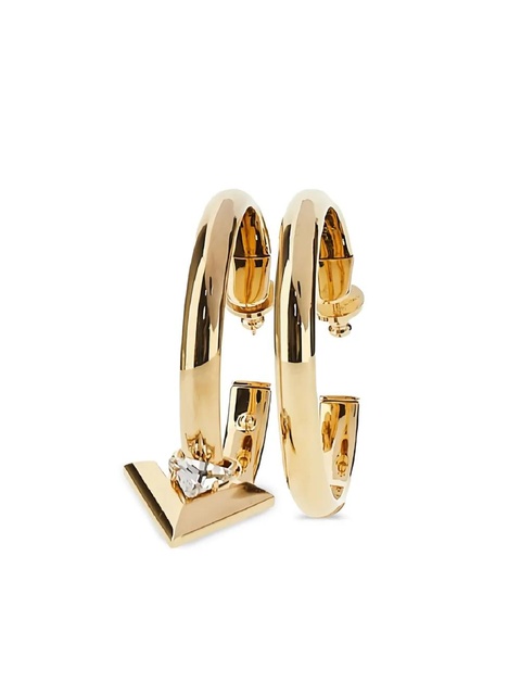 Valentino Garavani Je Les V-logo metal and crystal hoop earrings - Gold - zdjęcie produktu nr 1