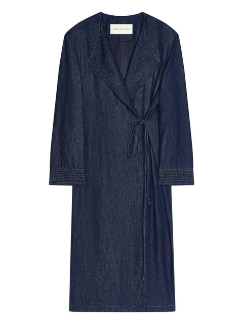 DRIES VAN NOTEN wrap-tie denim coat - Blue - zdjęcie produktu nr 1