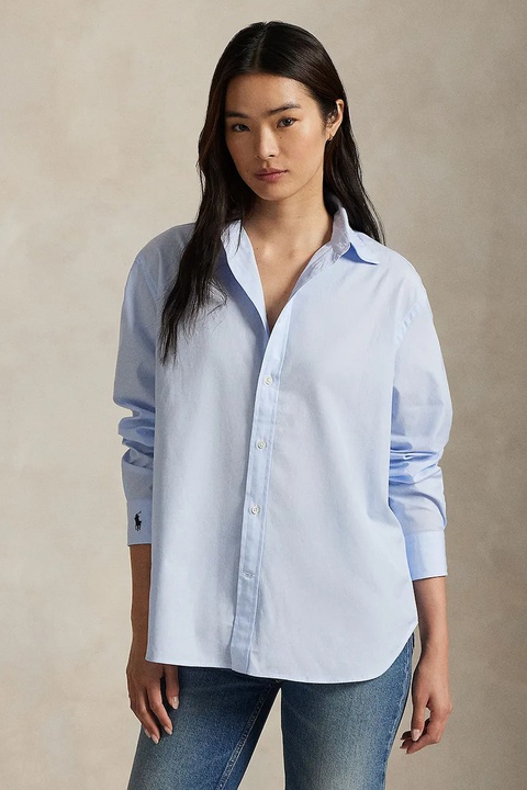 Polo Ralph Lauren koszula bawełniana Long Sleeve Light Shirt damska kolor niebieski relaxed z kołnierzykiem klasycznym 211968220 - zdjęcie produktu nr 1