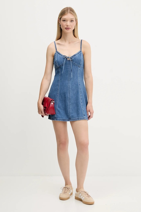 Hollister Co. sukienka jeansowa kolor niebieski mini rozkloszowana KI359-5259 - zdjęcie produktu nr 2