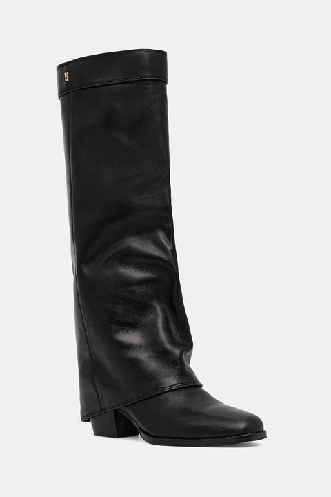 Nokwol kozaki skórzane Weather Black Leather damskie kolor czarny na słupku Weather Black Leather - zdjęcie produktu nr 1