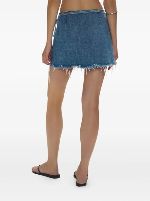 RE/DONE The Beach frayed wrap mini skirt - Blue - zdjęcie produktu nr 2