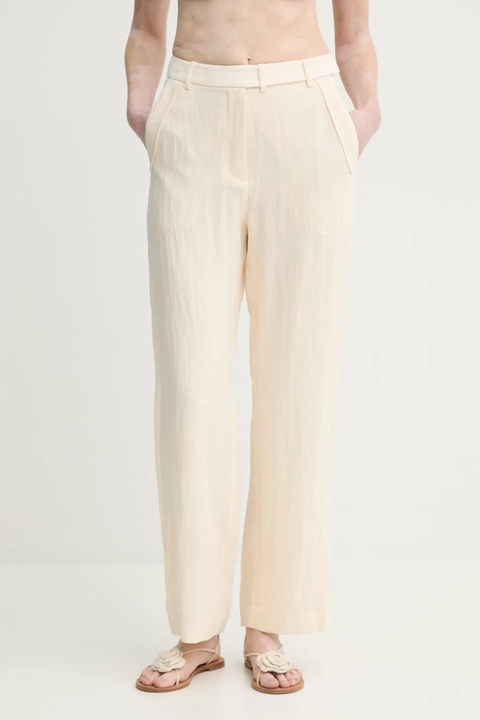 MUNTHE spodnie FARRIS damskie kolor beżowy proste high waist 251141725112 - zdjęcie produktu nr 1