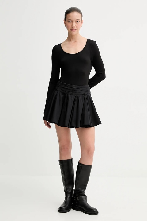 AllSaints spódnica bawełniana TULIP kolor czarny mini rozkloszowana W016RD - zdjęcie produktu nr 2