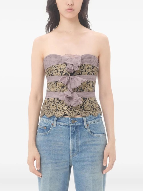 Valentino Garavani floral-lace strapless top - Grey - zdjęcie produktu nr 2