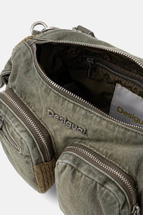 Desigual torebka jeansowa BRAVO HYBRID DENIM HAB kolor zielony 25WAXD03 - zdjęcie produktu nr 2