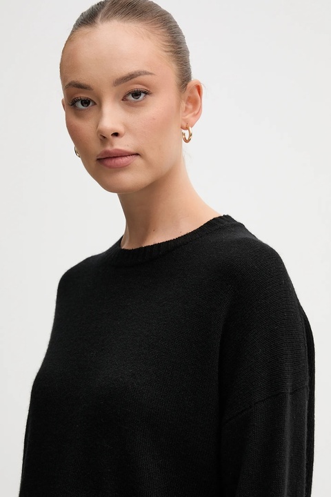 United Colors of Benetton sweter z dodatkiem wełny damski kolor czarny lekki 126WD10E4 - zdjęcie produktu nr 2