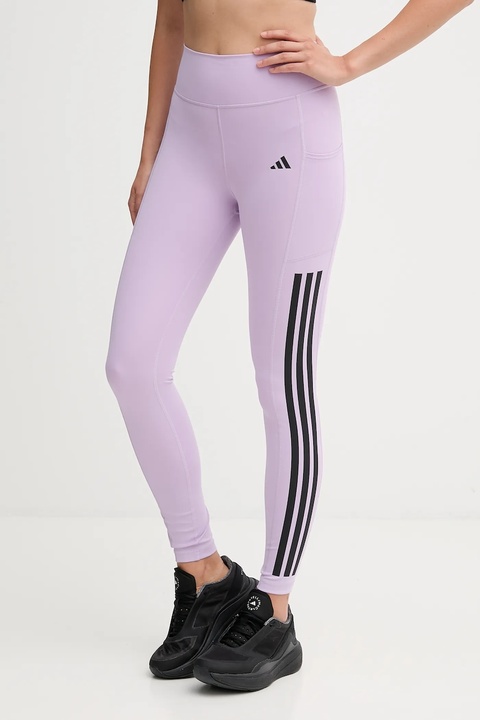 adidas Performance legginsy treningowe Optime 3-Stripes damskie kolor fioletowy wzorzyste JX7323 - zdjęcie produktu nr 1