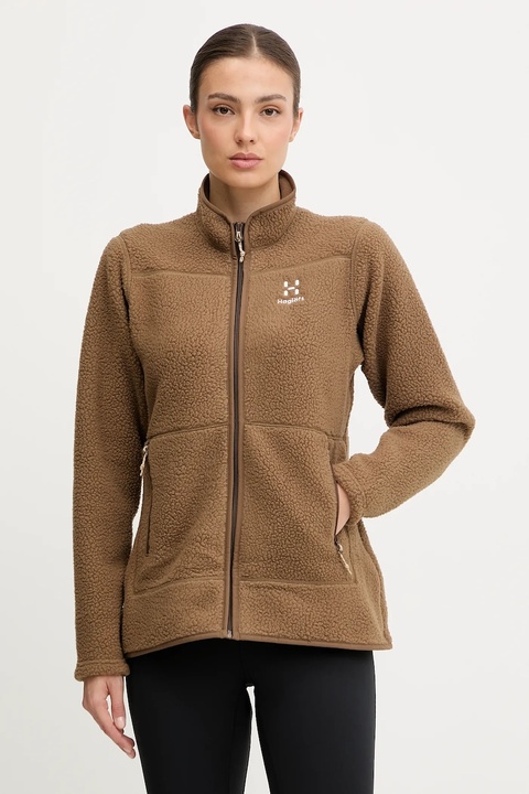 Haglöfs bluza sportowa Mossa Pile kolor zielony gładka 606538 - zdjęcie produktu nr 1