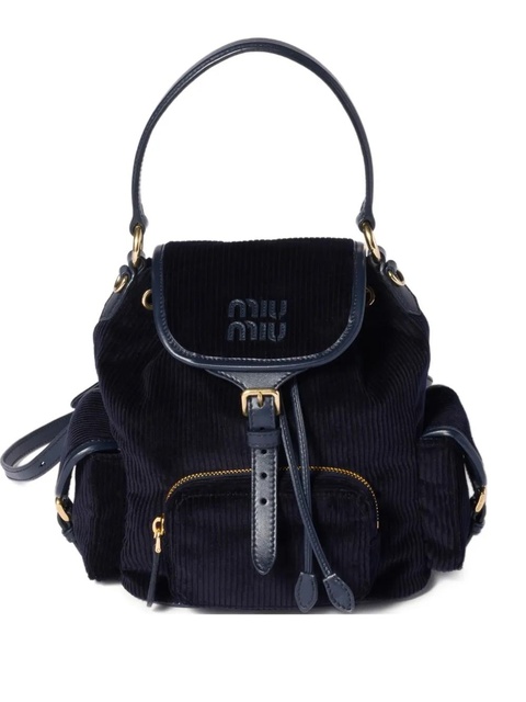 Miu Miu medium corduroy backpack - Blue - zdjęcie produktu nr 1