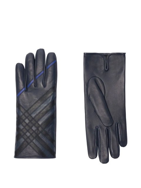 Burberry check-pattern leather gloves - Blue - zdjęcie produktu nr 2