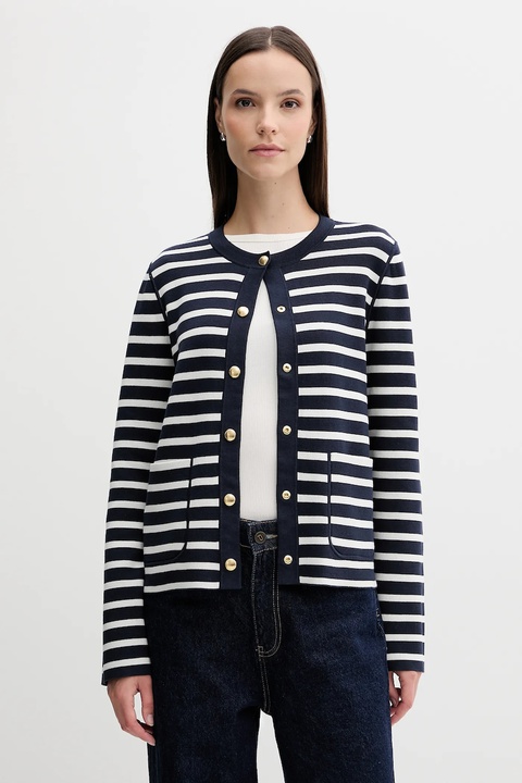 Tommy Hilfiger kardigan dwustronny kolor granatowy lekki WW0WW40846 - zdjęcie produktu nr 2