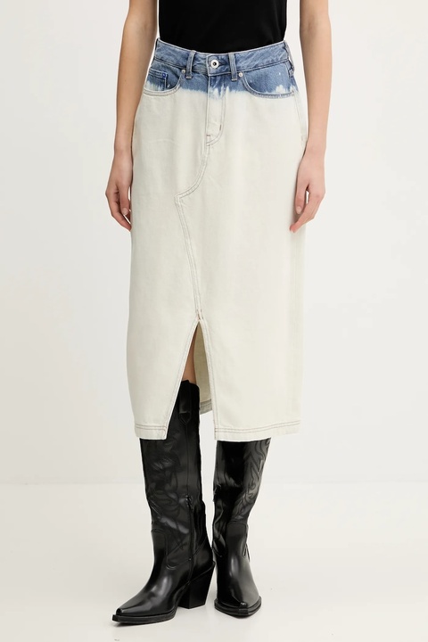 Karl Lagerfeld Jeans spódnica jeansowa kolor niebieski midi prosta A2W12014 - zdjęcie produktu nr 1