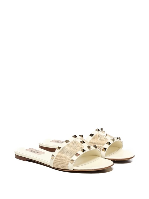 Valentino Garavani studded raffia sandals - White - zdjęcie produktu nr 2