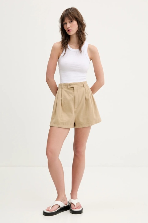 Filippa K szorty bawełniane damskie kolor beżowy gładkie high waist 31368 - zdjęcie produktu nr 2