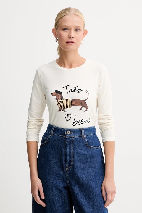 Weekend Max Mara longsleeve RENOIR kolor beżowy 2525946032600 - zdjęcie produktu nr 1
