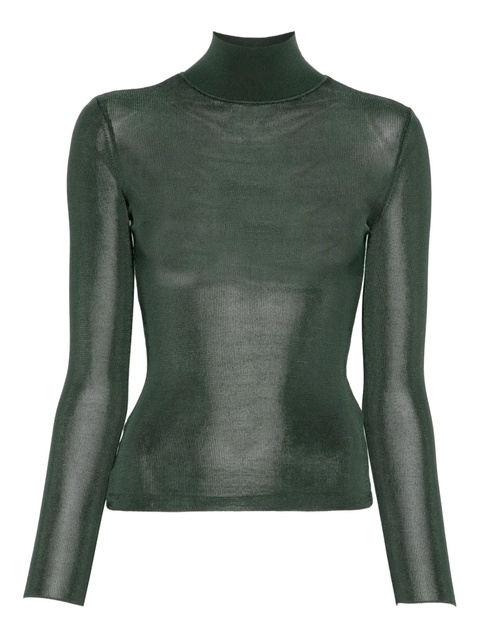 Self-Portrait ribbed turtleneck top - Green - zdjęcie produktu nr 1